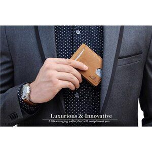 RFID Blocking Slim Bifold Genuine Leather Minimalist Front Pocket Wallets